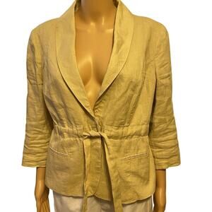 Willi Smith Beige Linen Blazer Jacket Casual Chic Office Career Old Money Women6